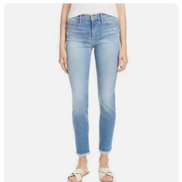 Frame Le High Skinny Raw Hem Cropped Jeans Sz 27 - Picture 1 of 14